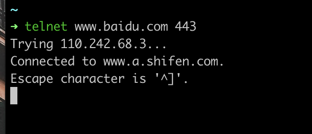 telnet www.baidu.com 443 运行结果